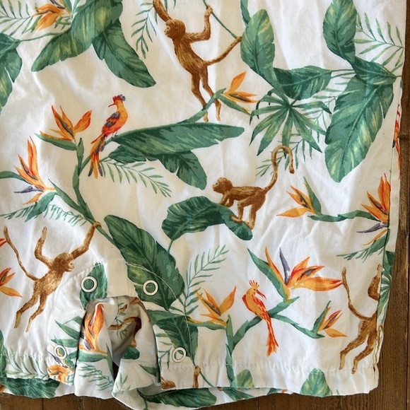 Janie and jack tropical monkey short sleeve button front romper - Picture 2 of 6